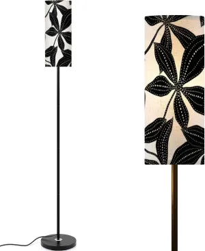 Floor Lamp for Living Room Floral Abstract Leaves Seamless Pattern Dotted Flat Style Light Stand Lamp with Remote Control Dimmable LED Tall Lamps for Bedrooms Reading Western Home Decor