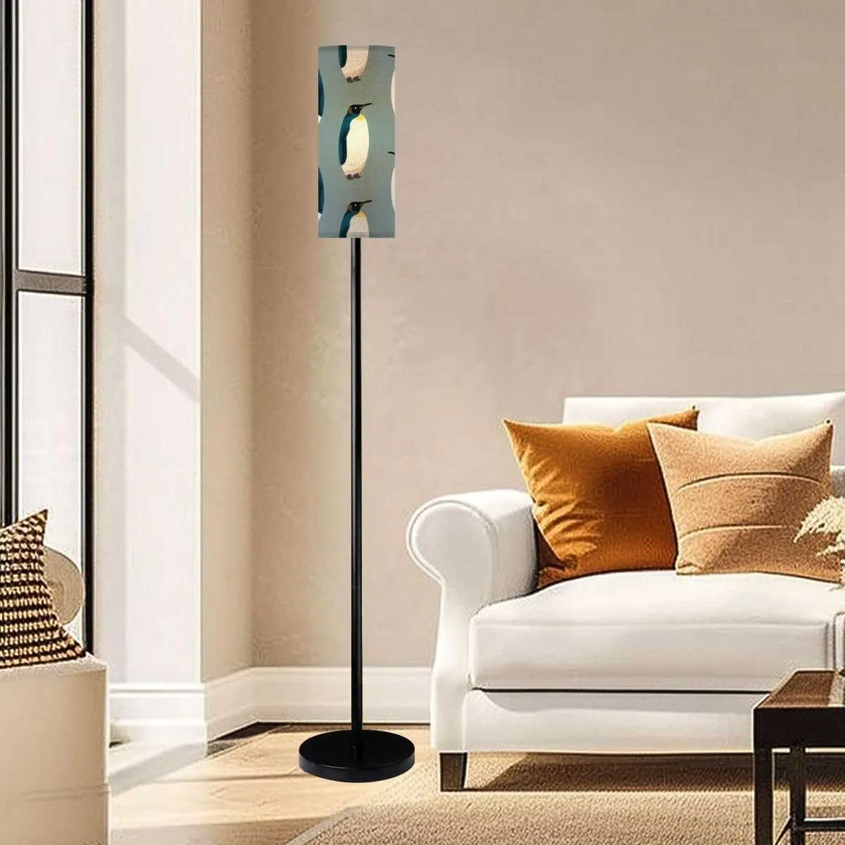 Floor Lamp for Living Room Seamless Pattern Cartoon Graphics Cute Bird Flat Style Light Stand Lamp with Remote Control Dimmable LED Tall Lamps for Bedrooms Reading Western Home Decor