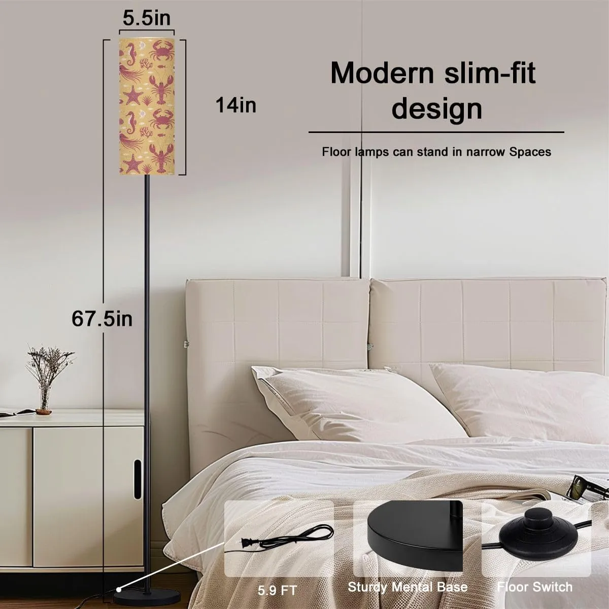 Floor Lamp for Living Room This is Flat Art Seamless Pattern Light Stand Lamp with Remote Control Dimmable LED Tall Lamps for Bedrooms Reading Western Home Decor