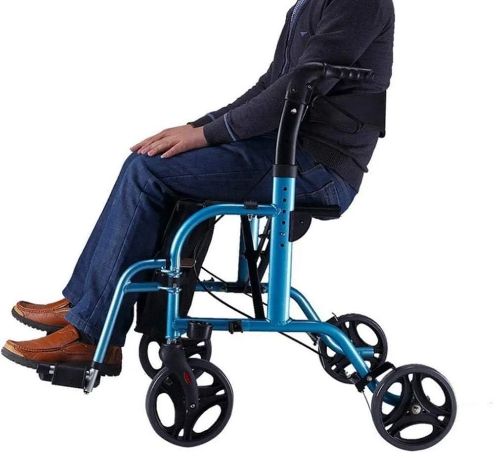 Folding Rollator 4 Wheel Rolling Walker with Seat and Bag - Seniors Folding Rollator Walker - Walker Shopping Cart - Mobility Aid for Adult,Senior,Elderly Walking Aids