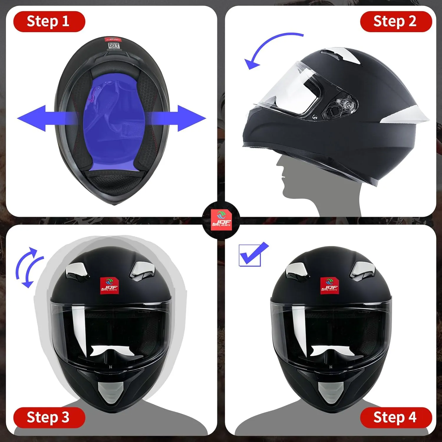 Full Face Motorcycle Helmet WS-607 DOT Approved Motorbike Racing Street Bike Helmets for Adults with Visor