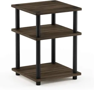 Furinno Turn-N-Tube Easy Assembly Multipurpose End Table / Side Table / Sofa Table / Nightstand, Round Tubes, Columbia Walnut