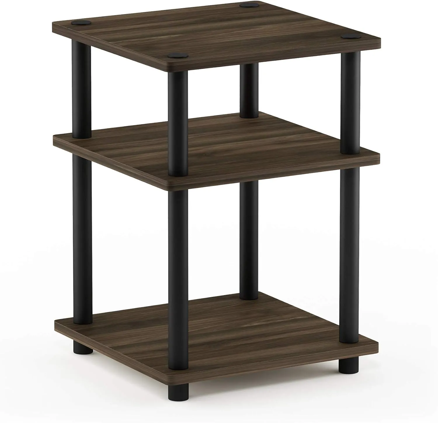Furinno Turn-N-Tube Easy Assembly Multipurpose End Table / Side Table / Sofa Table / Nightstand, Round Tubes, Columbia Walnut