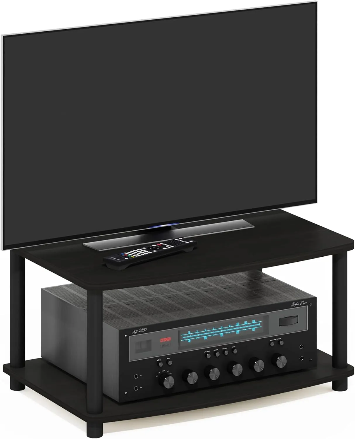 Furinno Turn-N-Tube Multipurpose 2-Tier Printer Stand Display/Elevated TV Stand, Espresso/Black