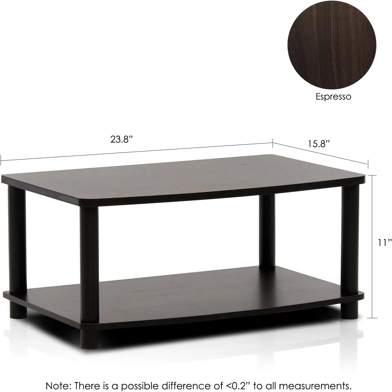 Furinno Turn-N-Tube Multipurpose 2-Tier Printer Stand Display/Elevated TV Stand, Espresso/Black