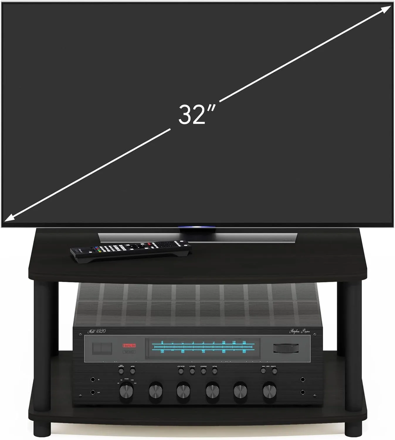 Furinno Turn-N-Tube Multipurpose 2-Tier Printer Stand Display/Elevated TV Stand, Espresso/Black