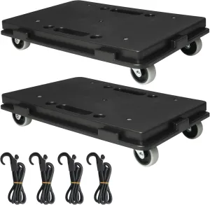 Furniture Dolly, 2 PCS Portable Moving Dolly with 4 Ropes, Small Flat Dolly Connectable, Furniture Movers with Wheels Luggage Cart Dolly for Travel, Shopping, Heavy Furniture Appliance