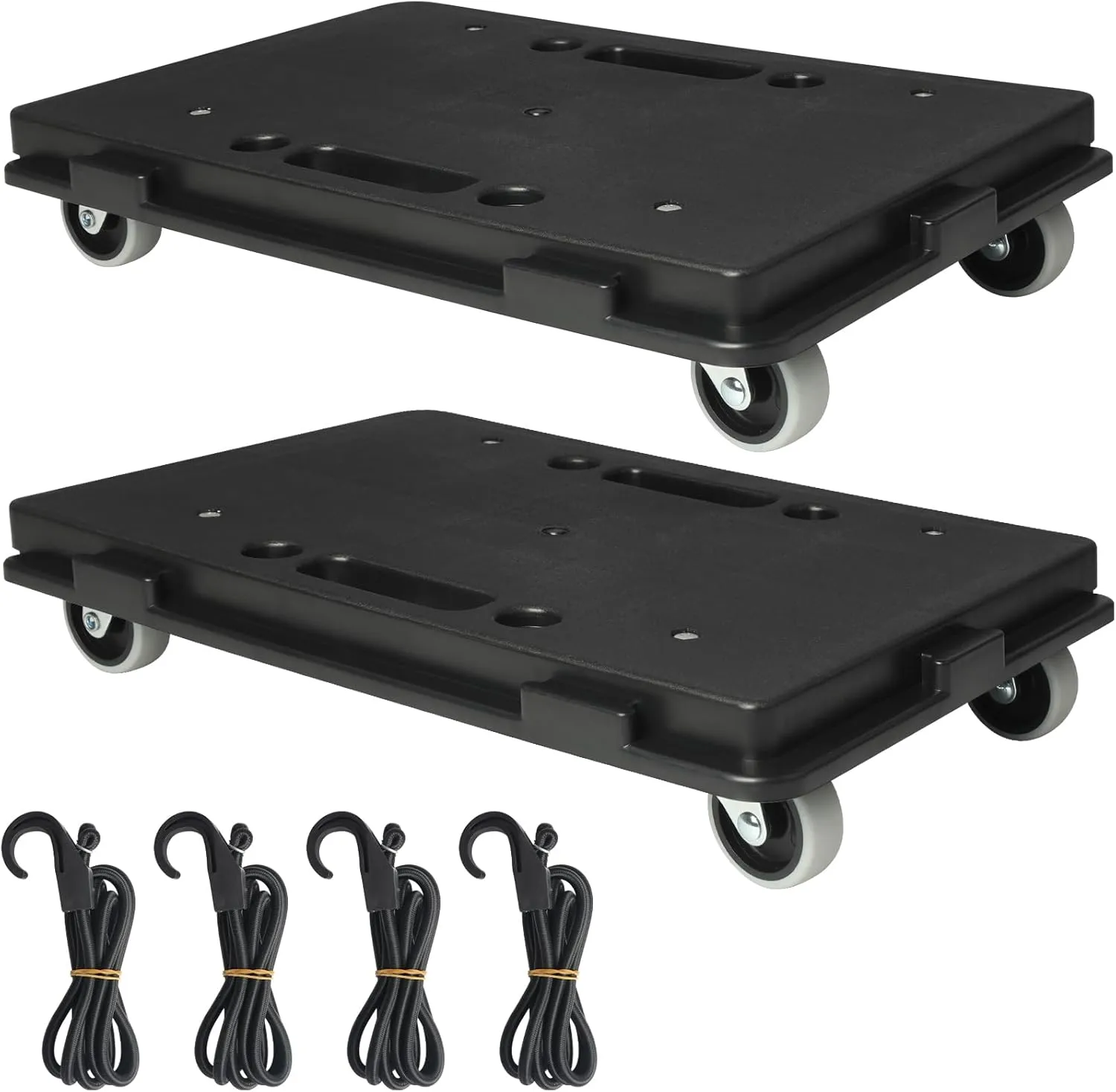 Furniture Dolly, 2 PCS Portable Moving Dolly with 4 Ropes, Small Flat Dolly Connectable, Furniture Movers with Wheels Luggage Cart Dolly for Travel, Shopping, Heavy Furniture Appliance