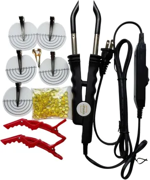 Fusion Extension Tools Hair Extension Connector Machine Pre Bonded Keratin Flat Tips Heat Connector Wand Iron Full Tool Kit Hot Fusion Iron Bonding For Diy And Salon Use K Tip Black