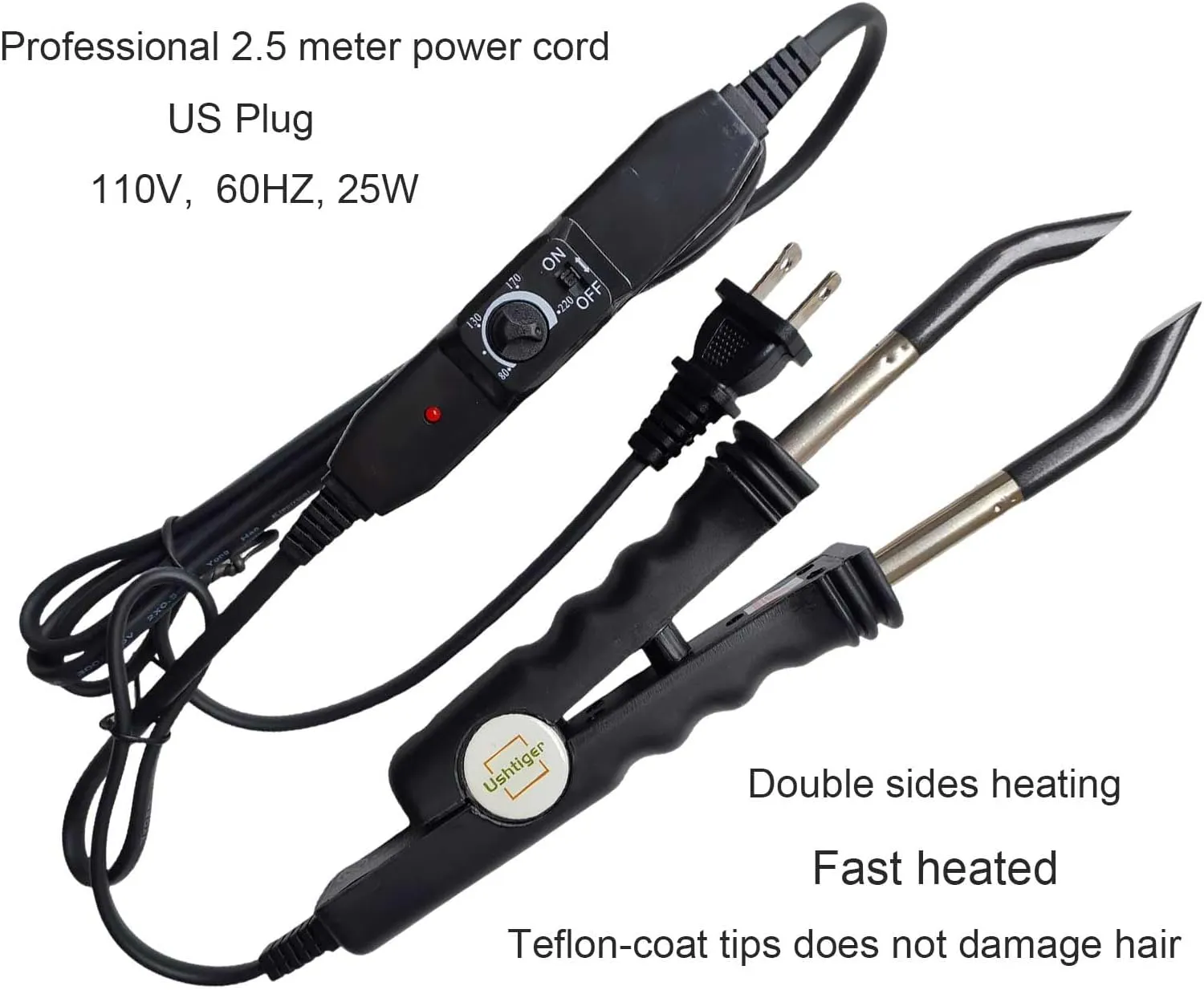 Fusion Extension Tools Hair Extension Connector Machine Pre Bonded Keratin Flat Tips Heat Connector Wand Iron Full Tool Kit Hot Fusion Iron Bonding For Diy And Salon Use K Tip Black