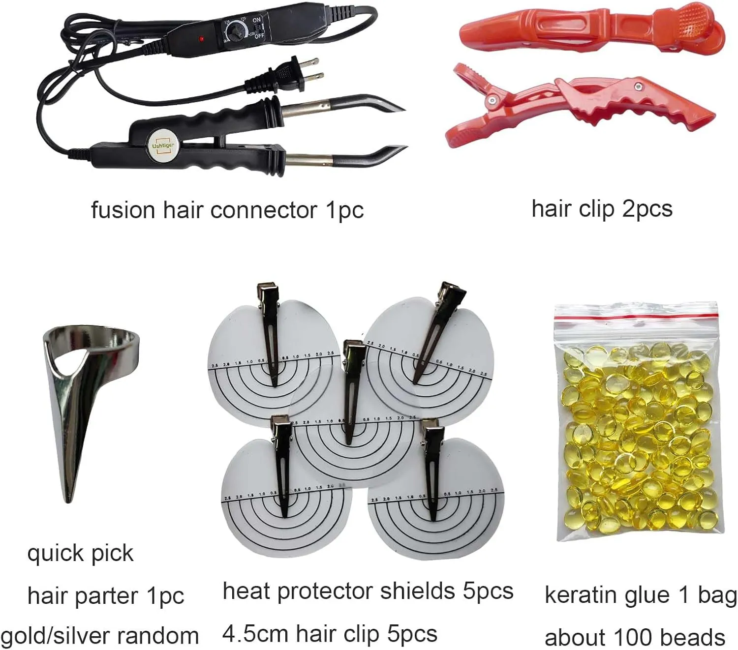 Fusion Extension Tools Hair Extension Connector Machine Pre Bonded Keratin Flat Tips Heat Connector Wand Iron Full Tool Kit Hot Fusion Iron Bonding For Diy And Salon Use K Tip Black