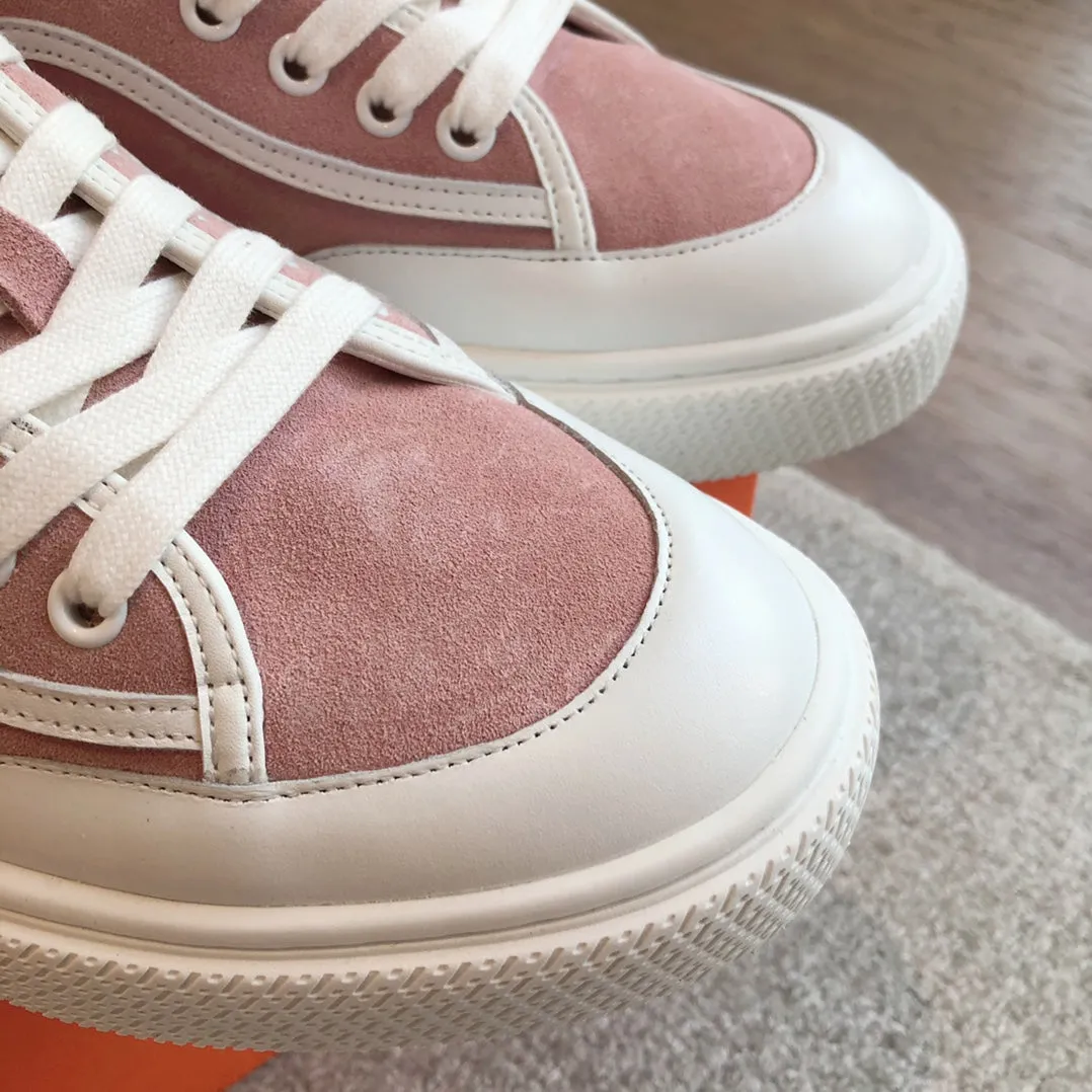 GET SNEAKER WHITE CALFSKIN AND PINK SUEDE