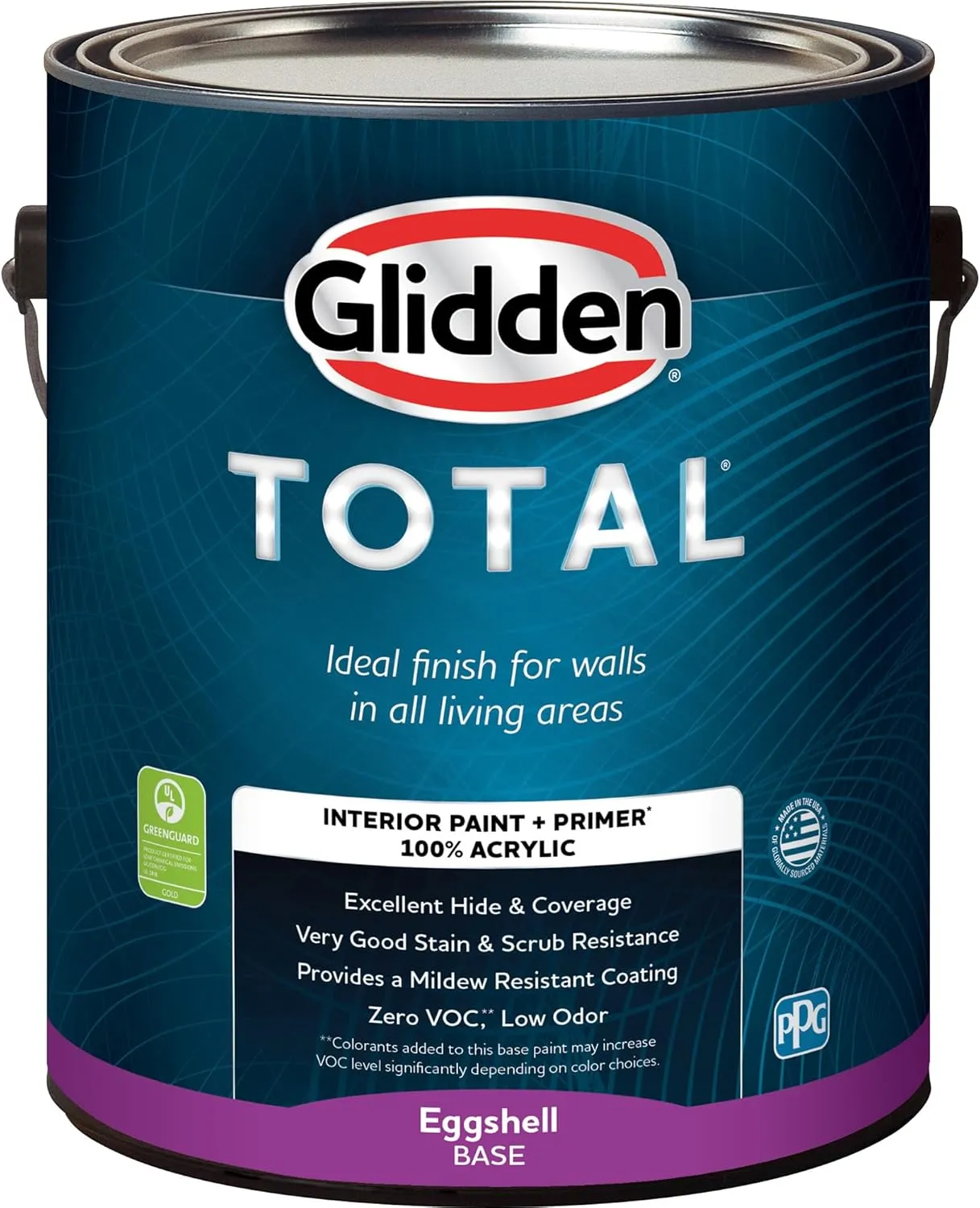 Glidden Total Interior Wall Paint & Primer All-in-One, Antique White/White, Flat, 1 Gallon