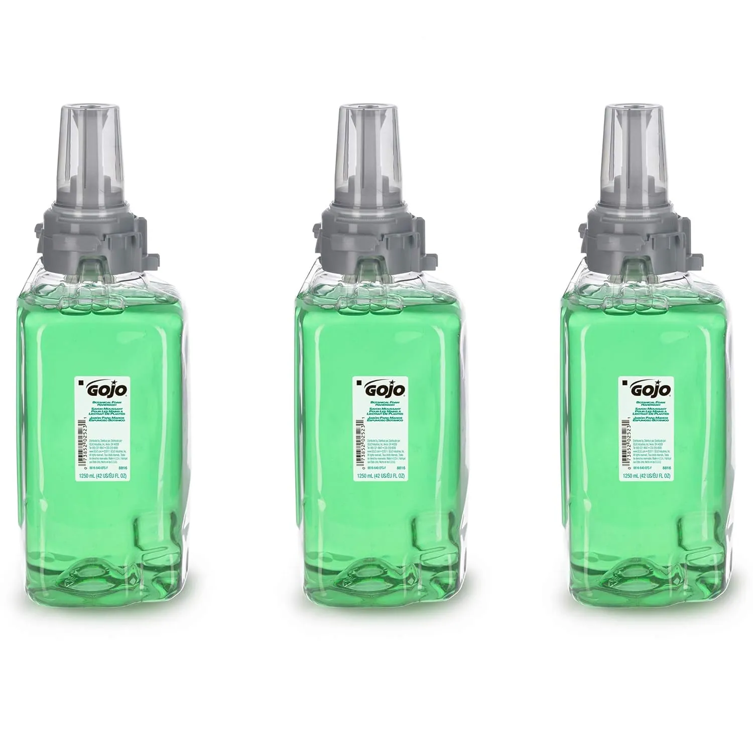 GOJO Botanical Foam Handwash, EcoLogo Certified, 1250 mL Hand Soap Refill for GOJO ADX-12 Push-Style Dispenser (Pack of 3) - 8816-03