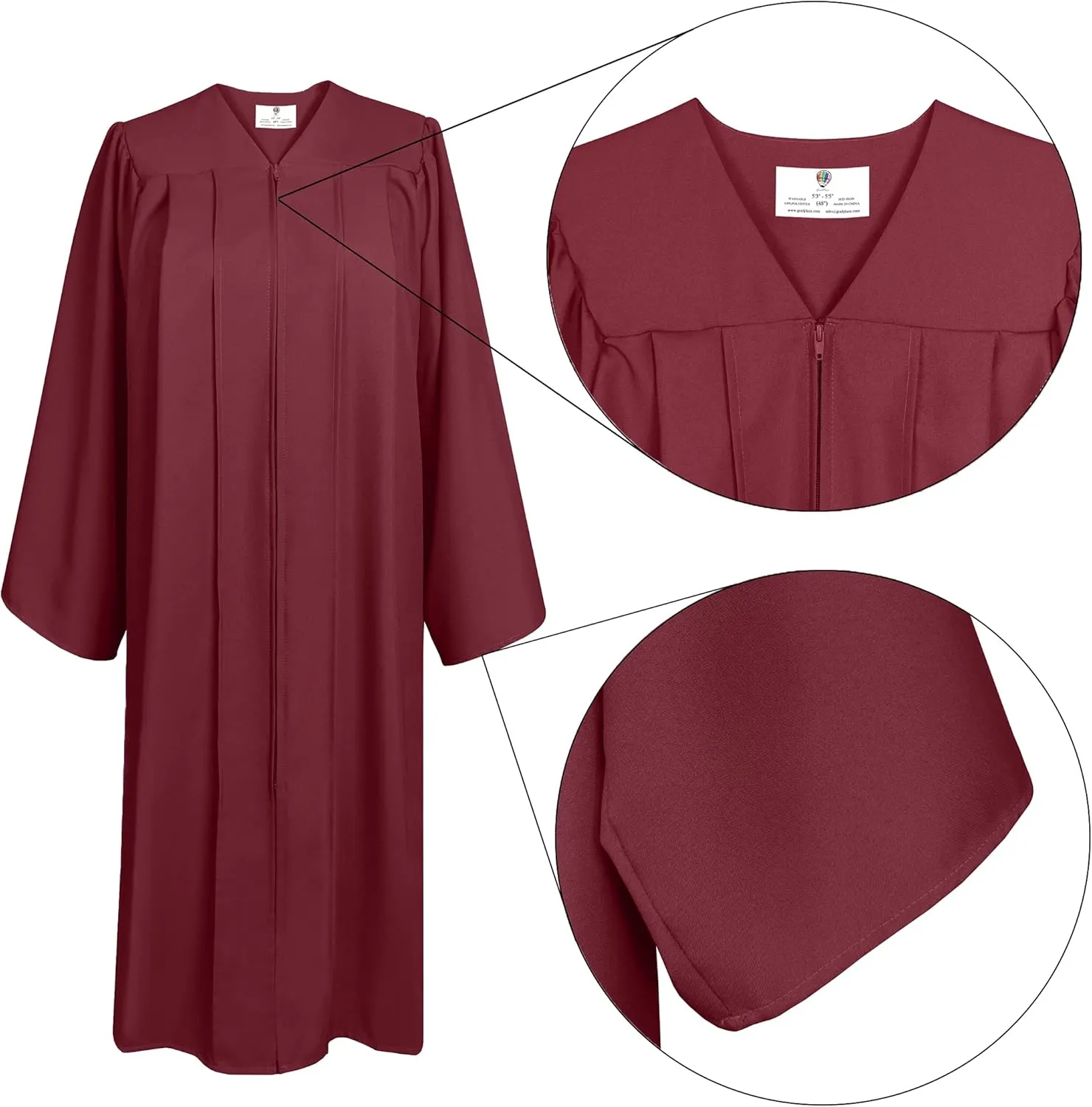 GradPlaza Matte Choir Robe for Church Baptism Officiant Confirmation Costume,Graduation Gown for School,Judge Pastor Robes