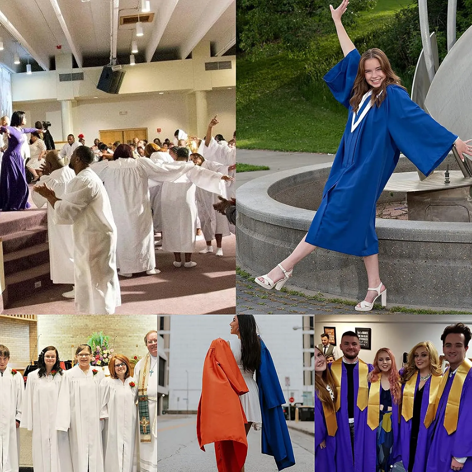 GradPlaza Matte Choir Robe for Church Baptism Officiant Confirmation Costume,Graduation Gown for School,Judge Pastor Robes