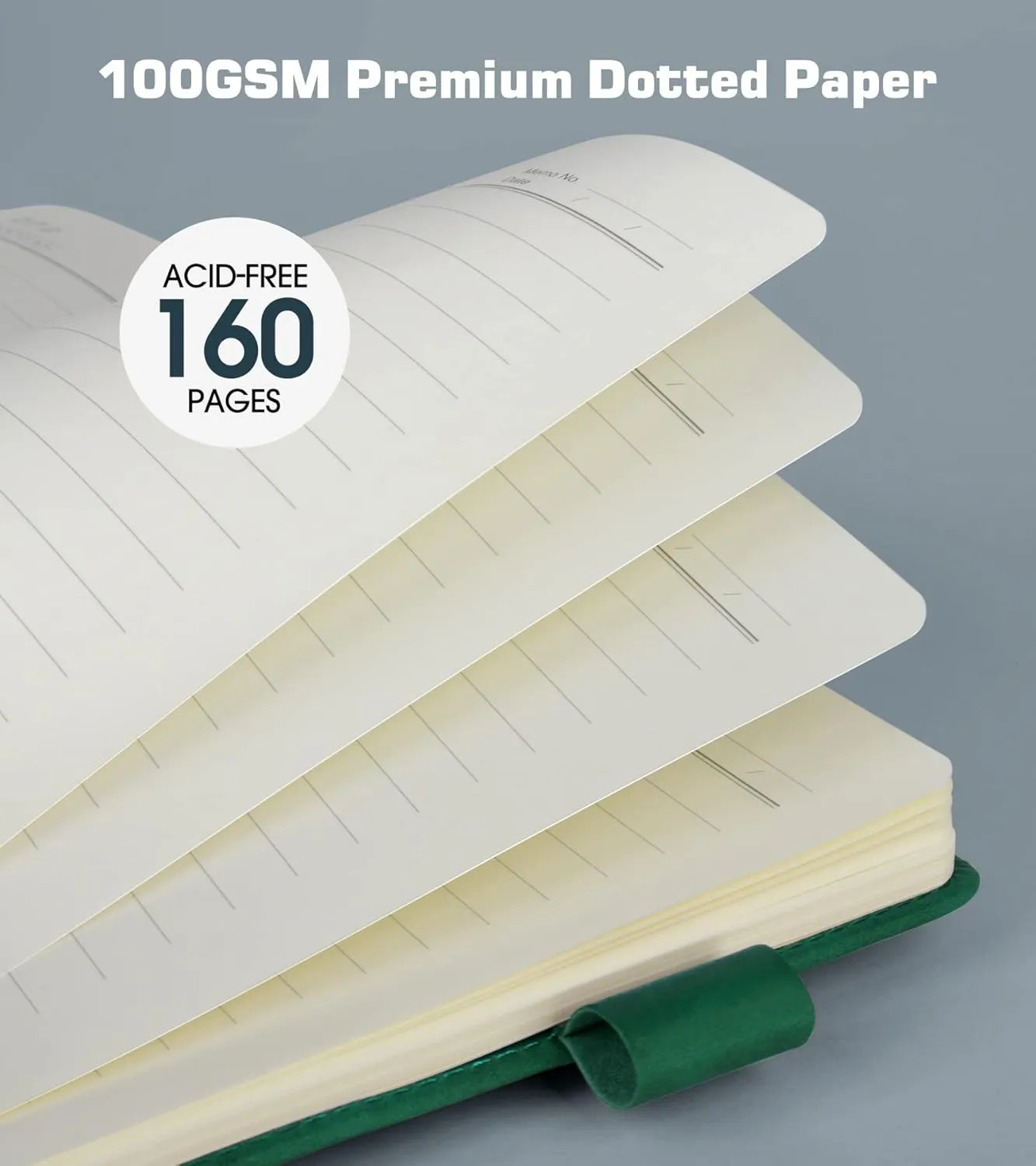 Green Leather Lined Notebook Journal for Women Men，A5 Hardcover Notebooks for Work，Note taking，Travel，Daily Journals for Writing，160 Pages 100 GSM Thick Ruled Paper with Pen Diary 5.7" x 8.2"