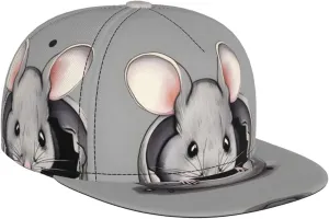 Grey Rat Outdoor Sports Baseball Cap, Daily Sports Adjustable Fashionable Flat Brim hat, Unisex Four-Season Outdoor Sports Cap,