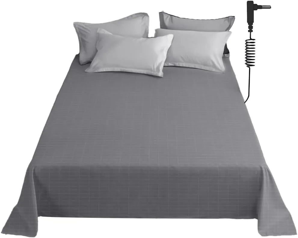 Grounding Sheet, King Size Grounding Flat Sheet with 5% Silver Fiber Grounded Bed Sheet Earth Sheet for Improved Sleep & Pain Relief (King - 76"*80" Gray)