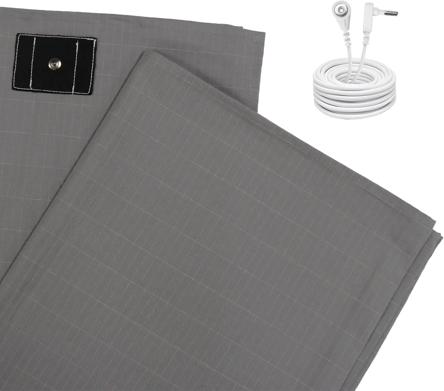 Grounding Sheet Kit, Grounding Flat Sheet with 15ft US Grounding Cable, Fits All Bed Sizes, Natural Cotton&Silver Fiber,HighConductivity Grounding Mat for Better Sleep (Twin,Grey)