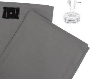 Grounding Sheet Kit, Grounding Flat Sheet with 15ft US Grounding Cable, Fits All Bed Sizes, Natural Cotton&Silver Fiber,HighConductivity Grounding Mat for Better Sleep (Twin,Grey)