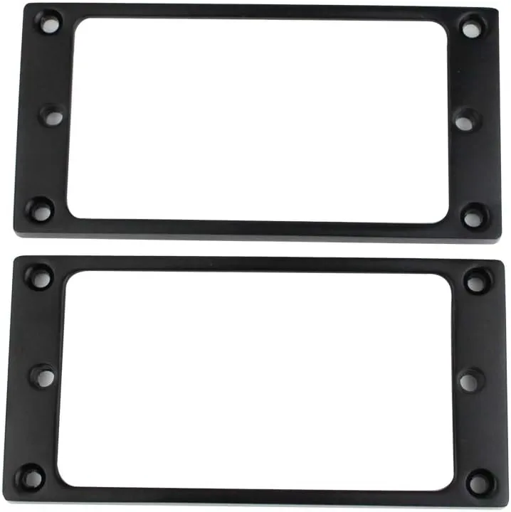 Guyker Flat Metal Humbucker Pickup Mounting Ring Set - Bridge Neck Pickups Cover Frame Replacement Part for Electric Guitar or Precision Bass(2PCS, Black)