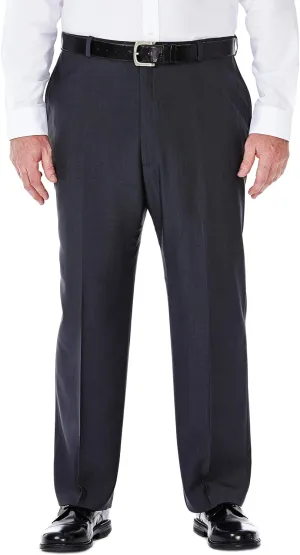 Haggar Men's Big and Tall Eclo Classic Fit Dress Pants Flat Front and Pleated Front