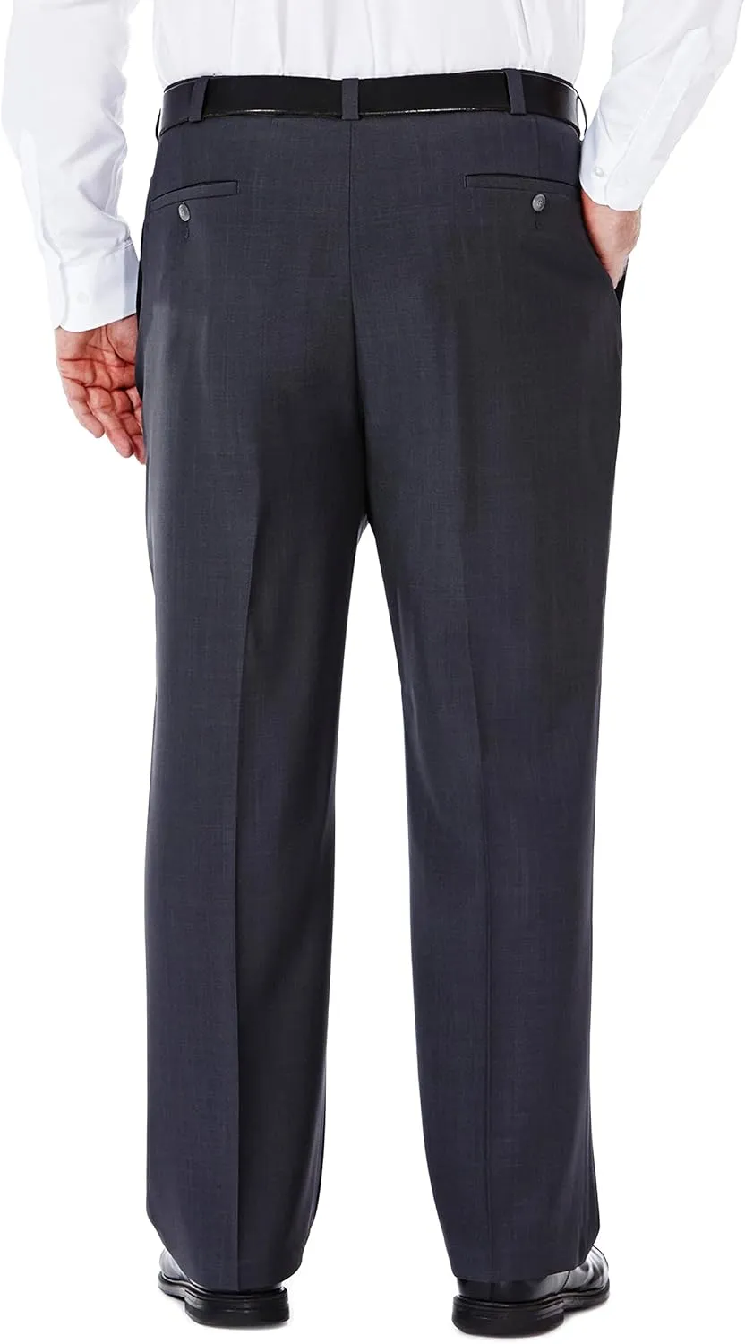 Haggar Men's Big and Tall Eclo Classic Fit Dress Pants Flat Front and Pleated Front