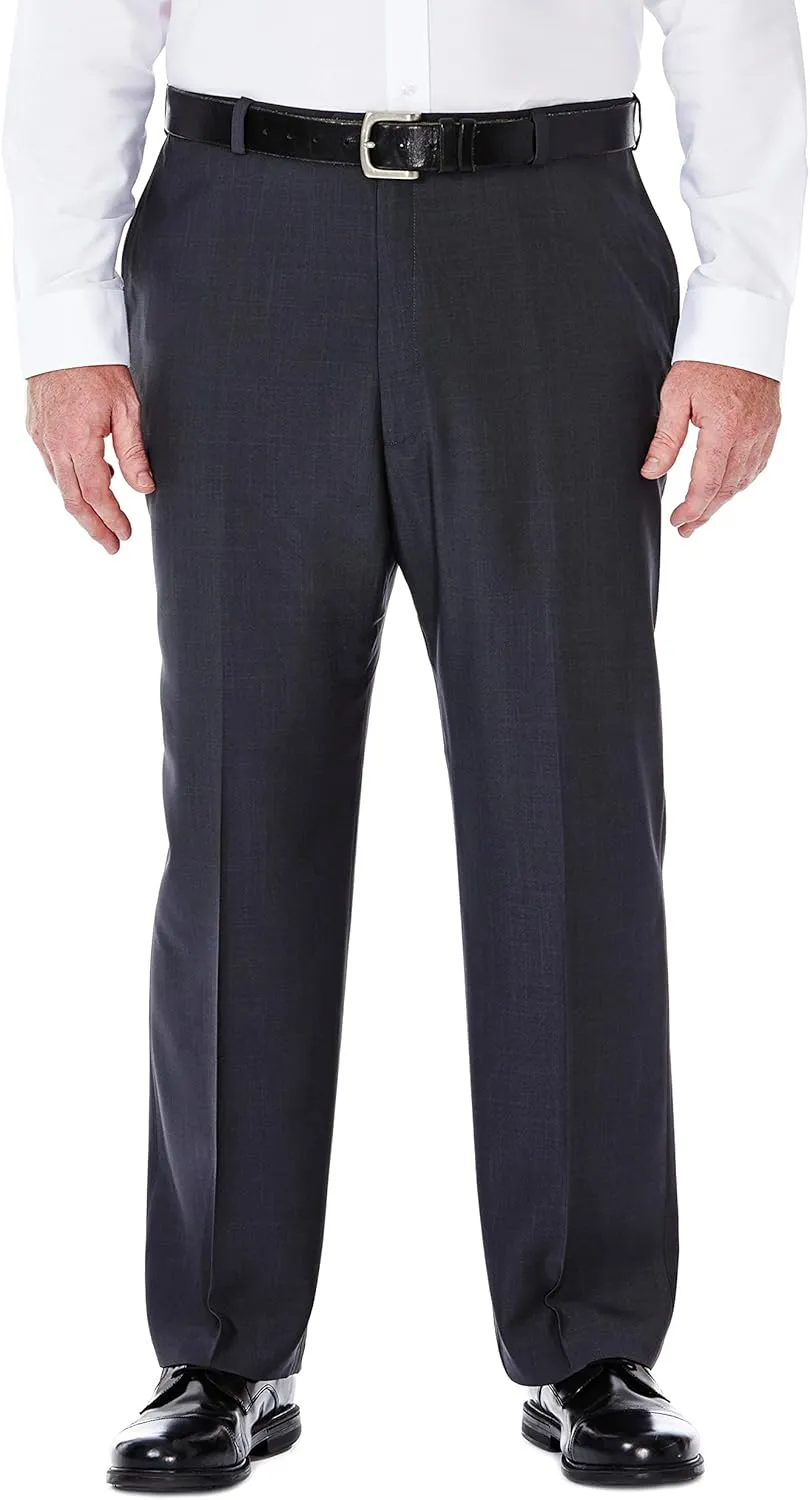 Haggar Men's Big and Tall Eclo Classic Fit Dress Pants Flat Front and Pleated Front