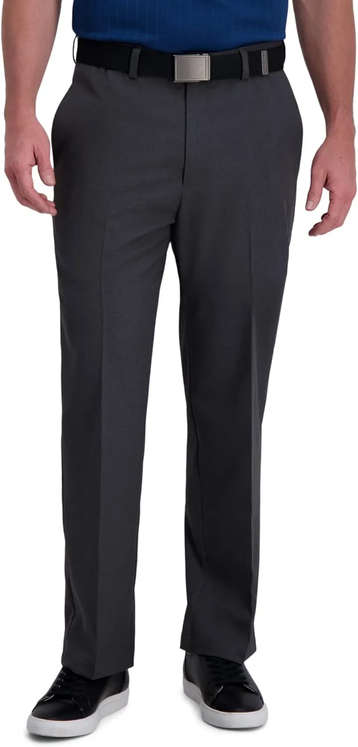 Haggar Men's Cool Right Performance Flex Solid Classic Fit Flat Front Pant
