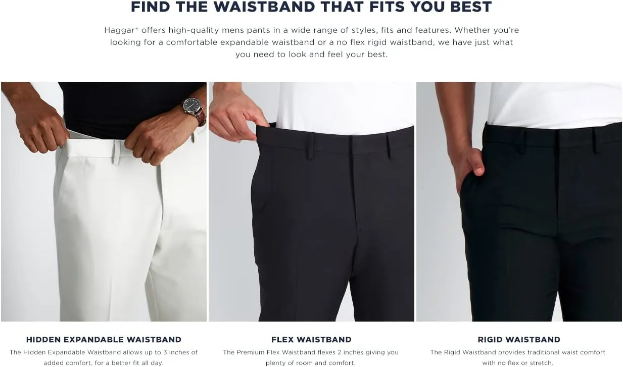 Haggar Men's Cool Right Performance Flex Solid Classic Fit Flat Front Pant