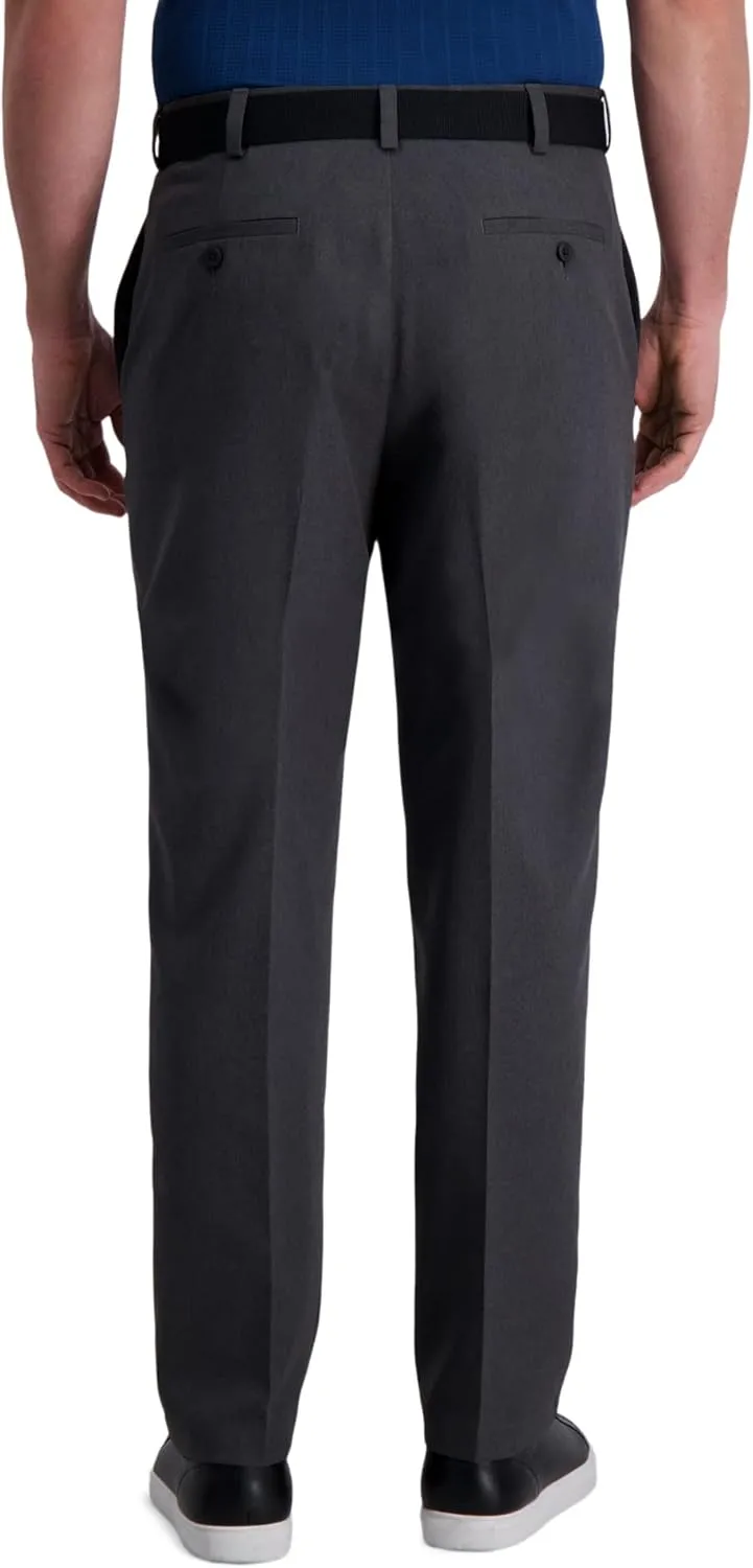 Haggar Men's Cool Right Performance Flex Solid Classic Fit Flat Front Pant