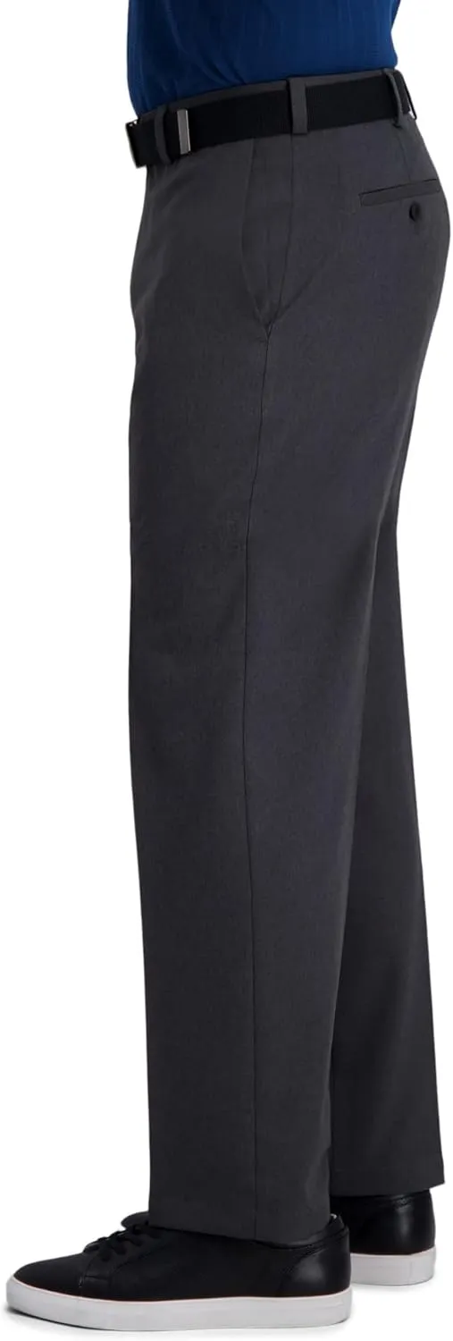 Haggar Men's Cool Right Performance Flex Solid Classic Fit Flat Front Pant