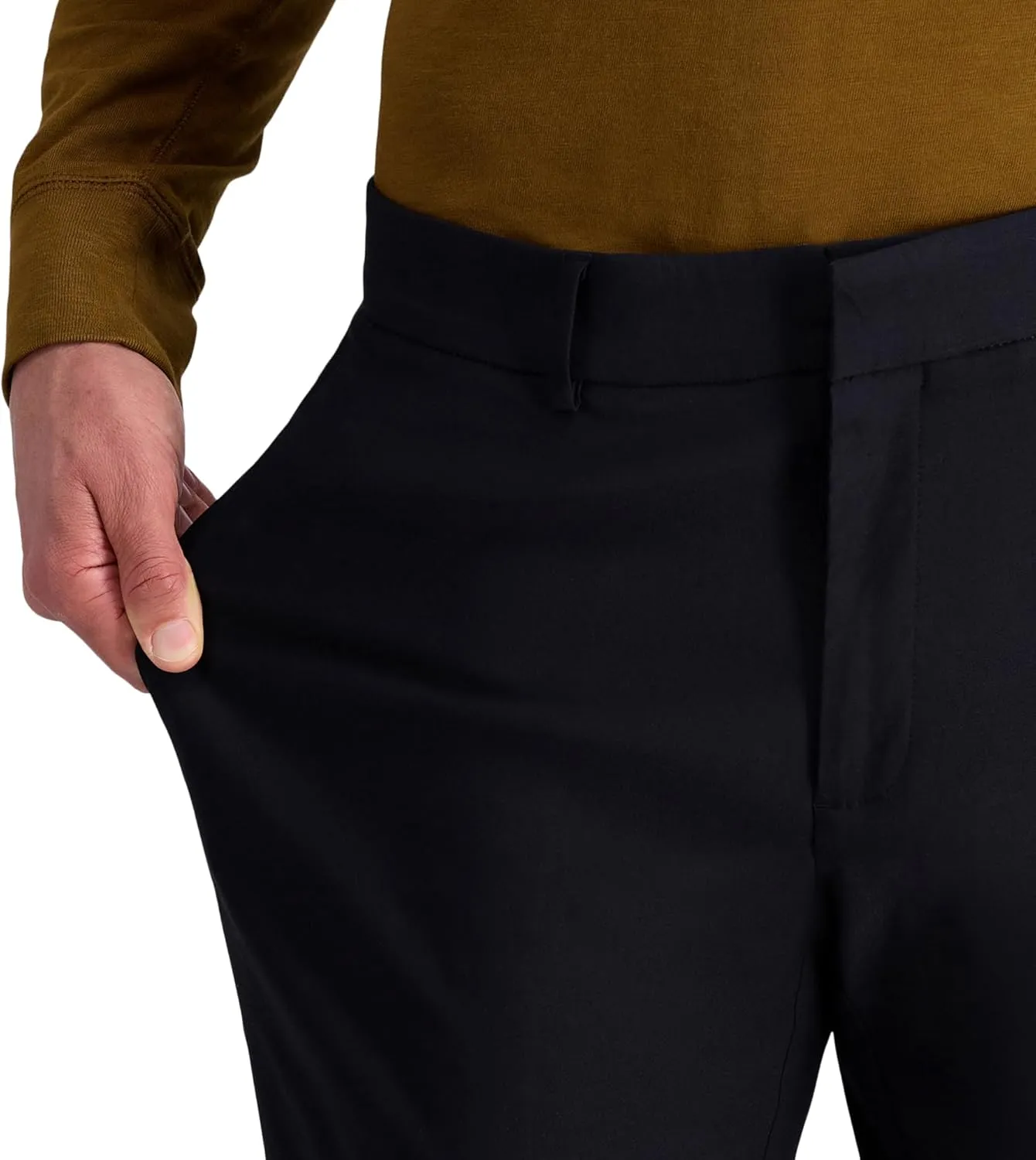 Haggar Men's Life Khaki Straight Fit Flat Front Flex Pant