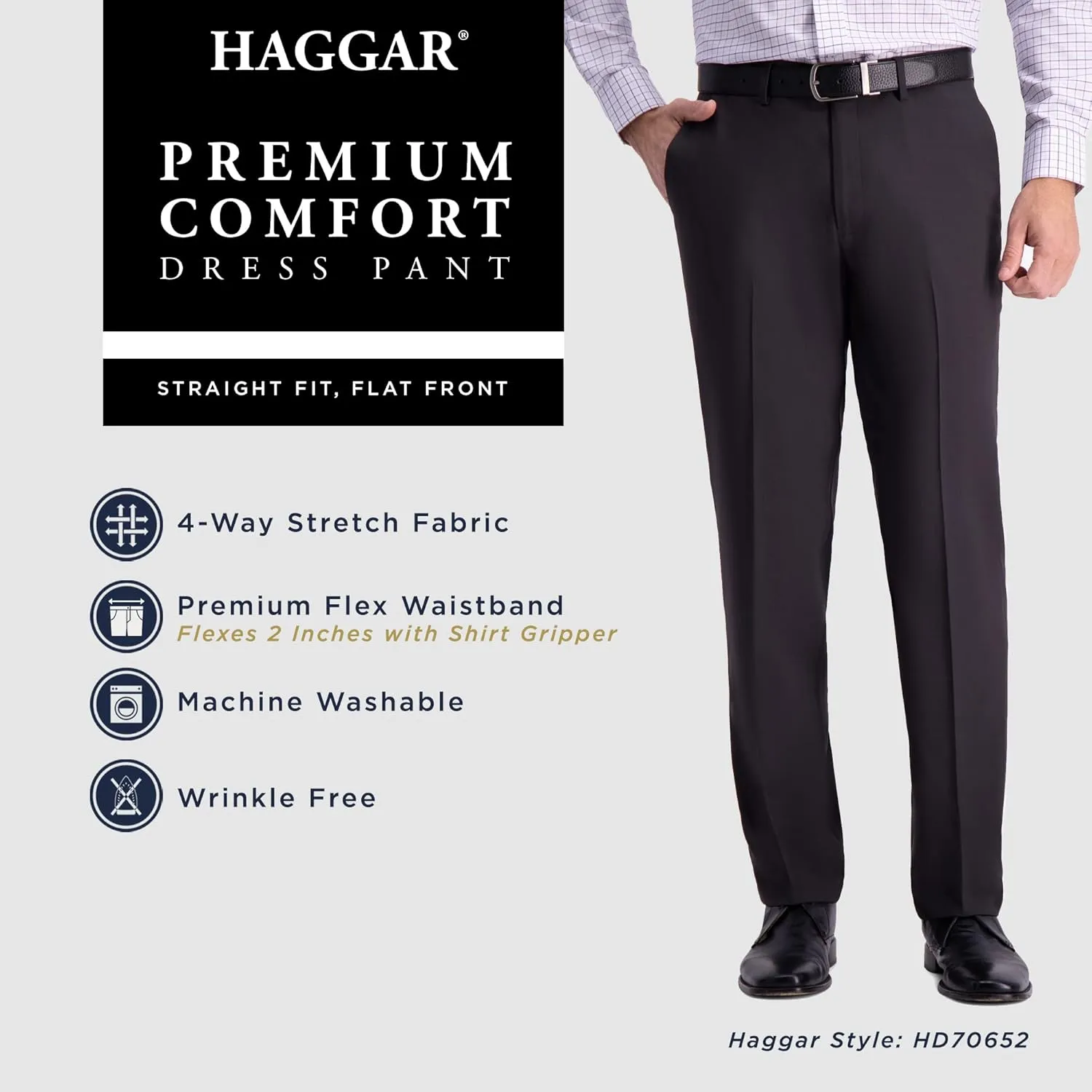 Haggar Men's Premium Comfort Dress Pant-Straight Fit Flat Front (Regular and Big & Tall Sizes)