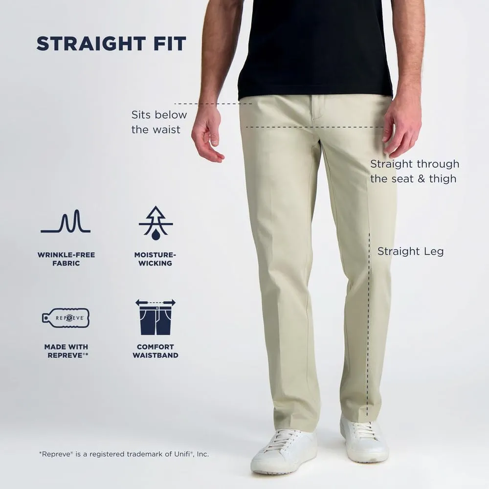 Haggar Men's Wrinkle Free Straight Fit Flat Front Khaki Pant
