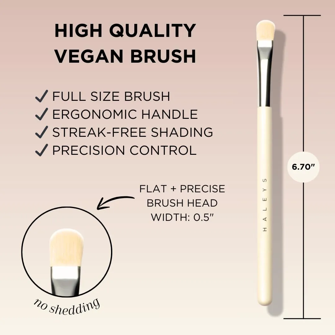 HALEYS Lid Eyeshadow Brush, Medium Flat Tapered Brush, Easy Blending and Shading for Building Eyeshadow Color, High-end Synthetic Bristles, Multi-tasking, for Cream and Powder Makeup, Vegan   CF