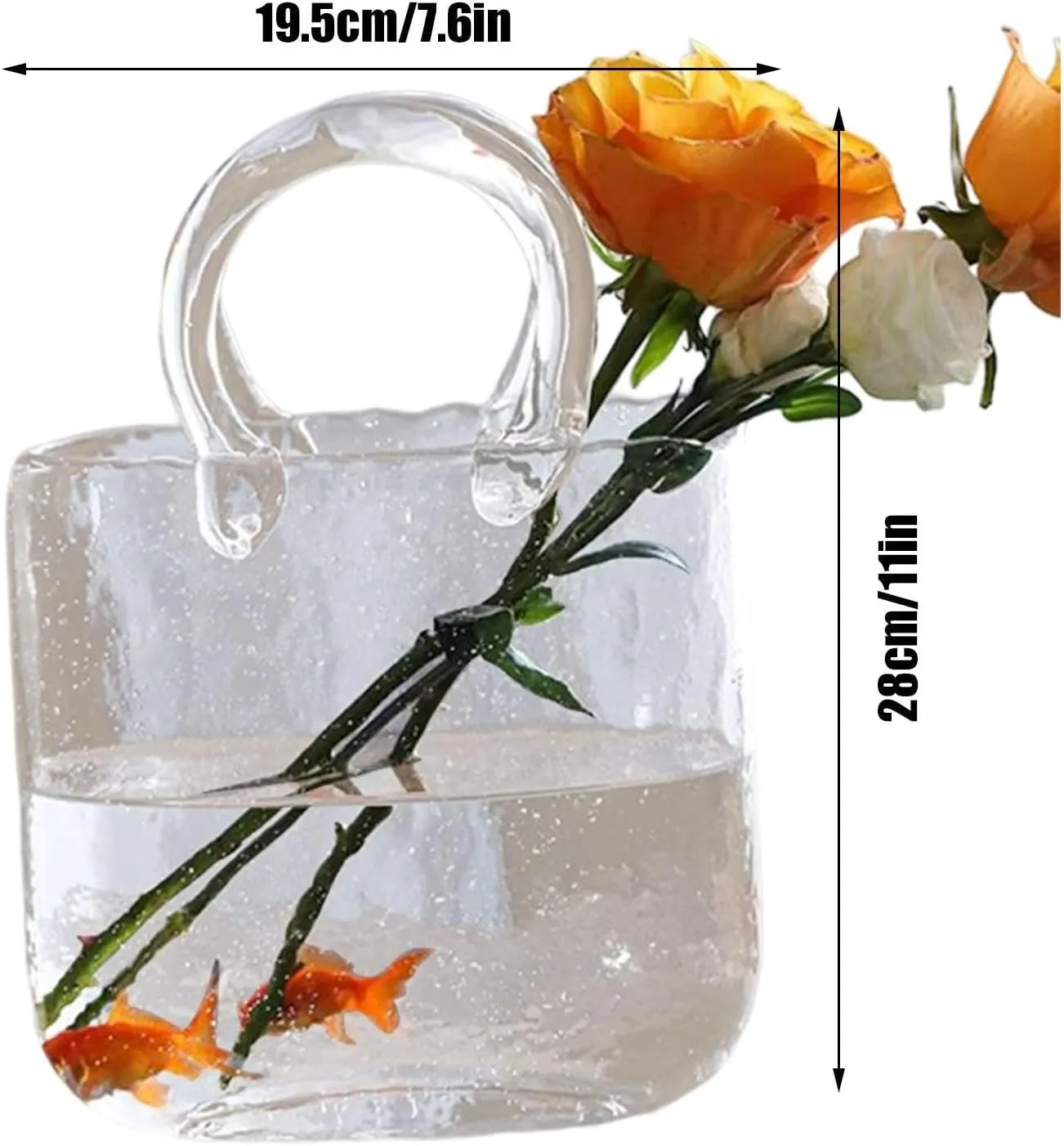 Hand Bag Shape Clear Vase - Unique Decorative Flower Holder, Transparent Acrylic Design | Glass Vases Fish Bowl Handmade Flowers Vase, Flower Arrangement Fishes Tank and Glasses Vase for Home Decors
