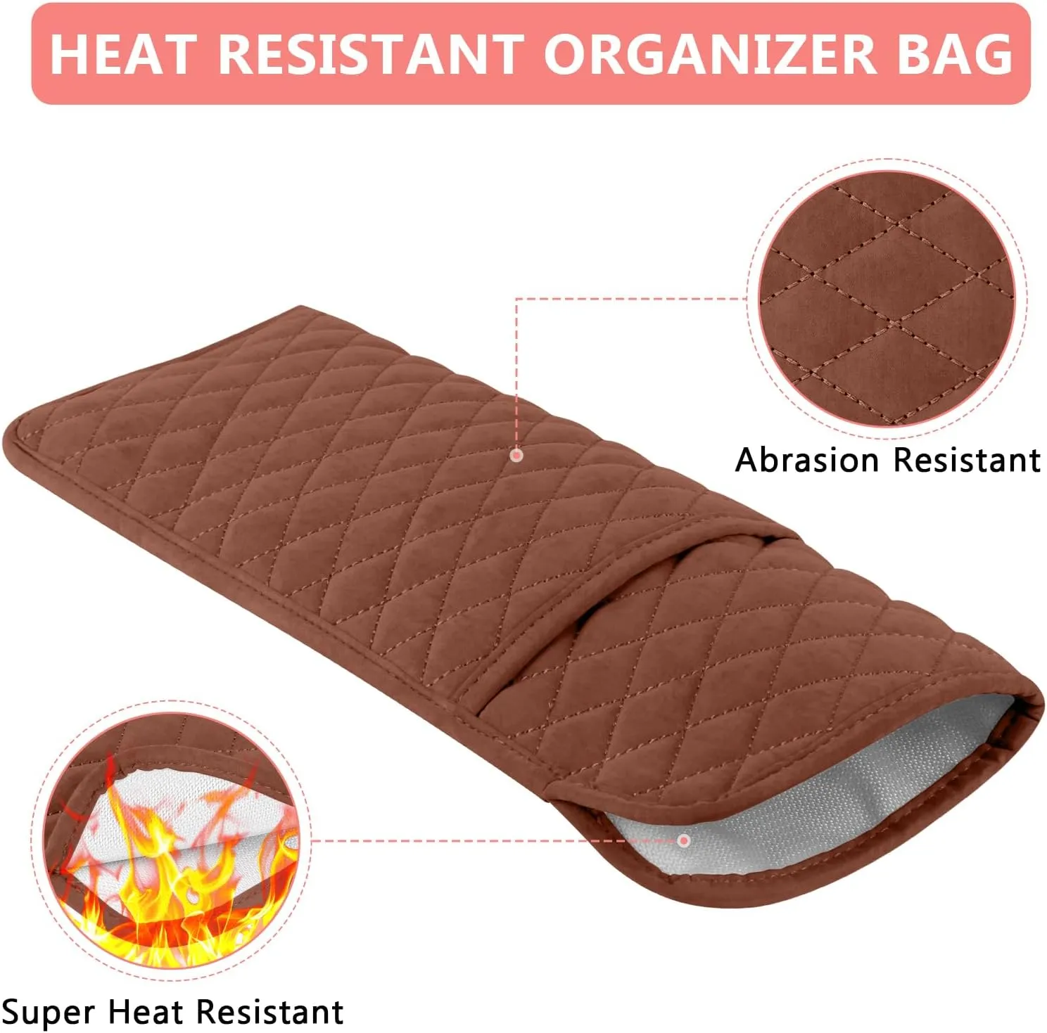 Heat Resistant Hair Tools Travel Bag Portable Hot Tools Organizer Cover Pouch for Curling Iron, Flat Iron, Hair Straightener and Other Styling Tools(13.8" x 5.5")