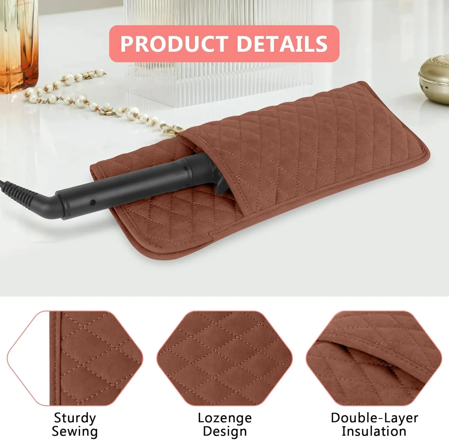 Heat Resistant Hair Tools Travel Bag Portable Hot Tools Organizer Cover Pouch for Curling Iron, Flat Iron, Hair Straightener and Other Styling Tools(13.8" x 5.5")