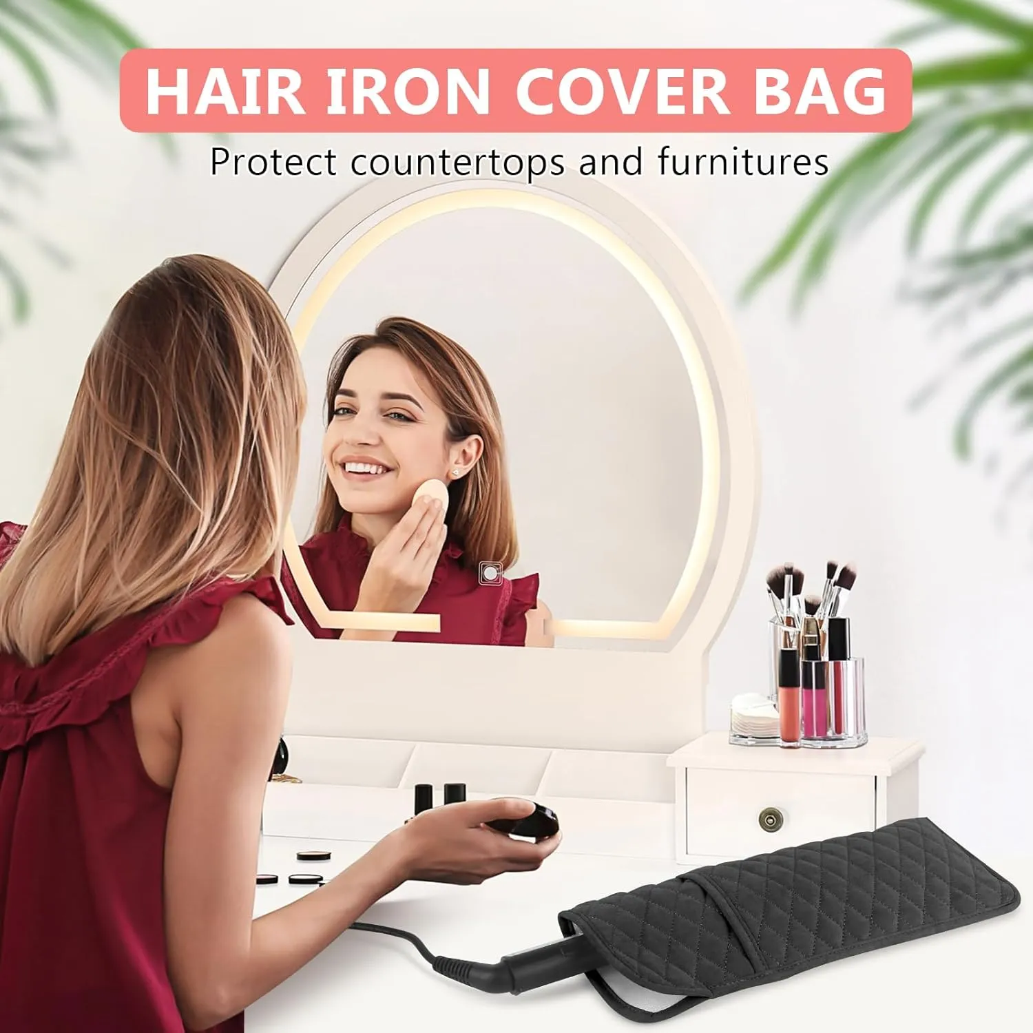 Heat Resistant Hair Tools Travel Bag Portable Hot Tools Organizer Cover Pouch for Curling Iron, Flat Iron, Hair Straightener and Other Styling Tools(13.8" x 5.5")