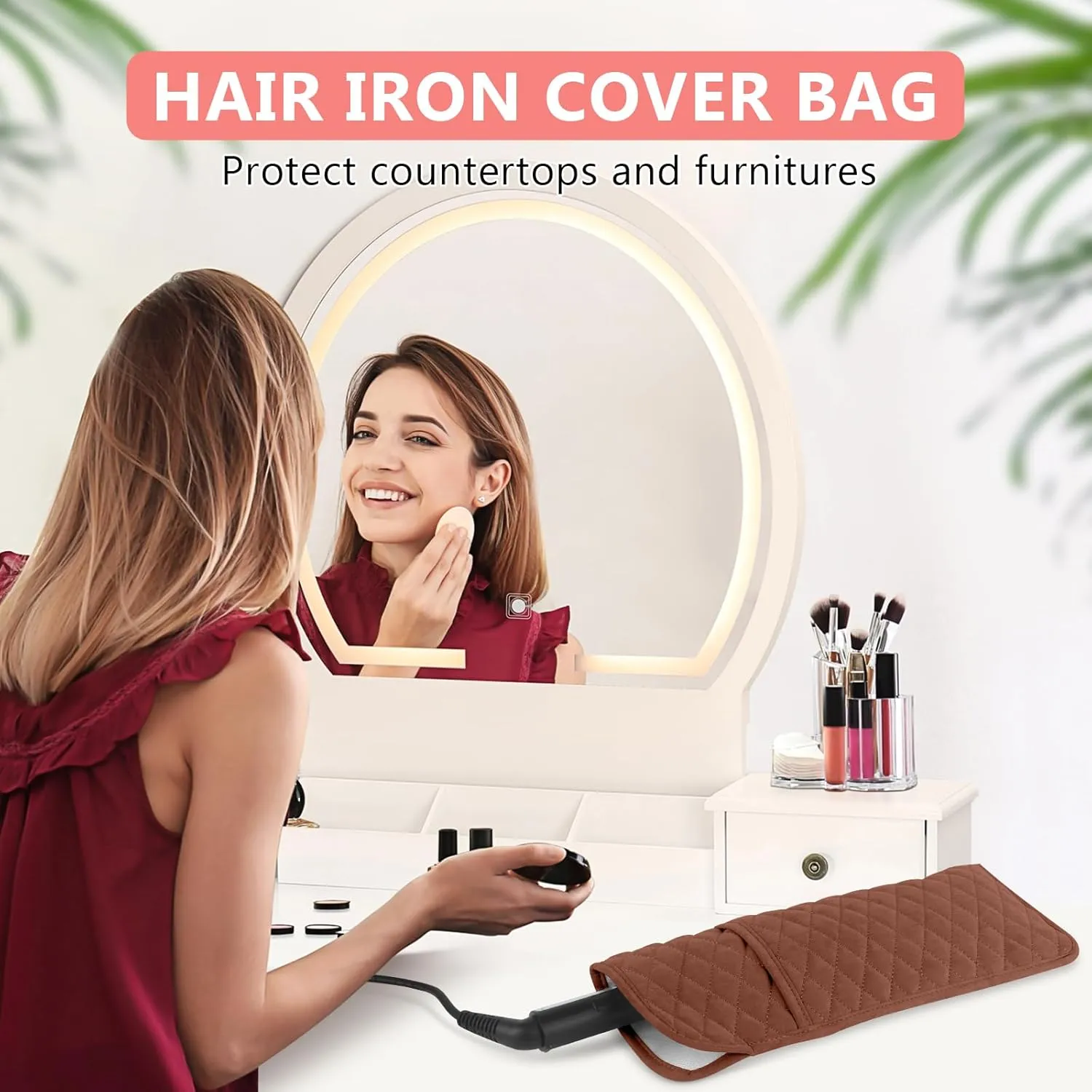 Heat Resistant Hair Tools Travel Bag Portable Hot Tools Organizer Cover Pouch for Curling Iron, Flat Iron, Hair Straightener and Other Styling Tools(13.8" x 5.5")