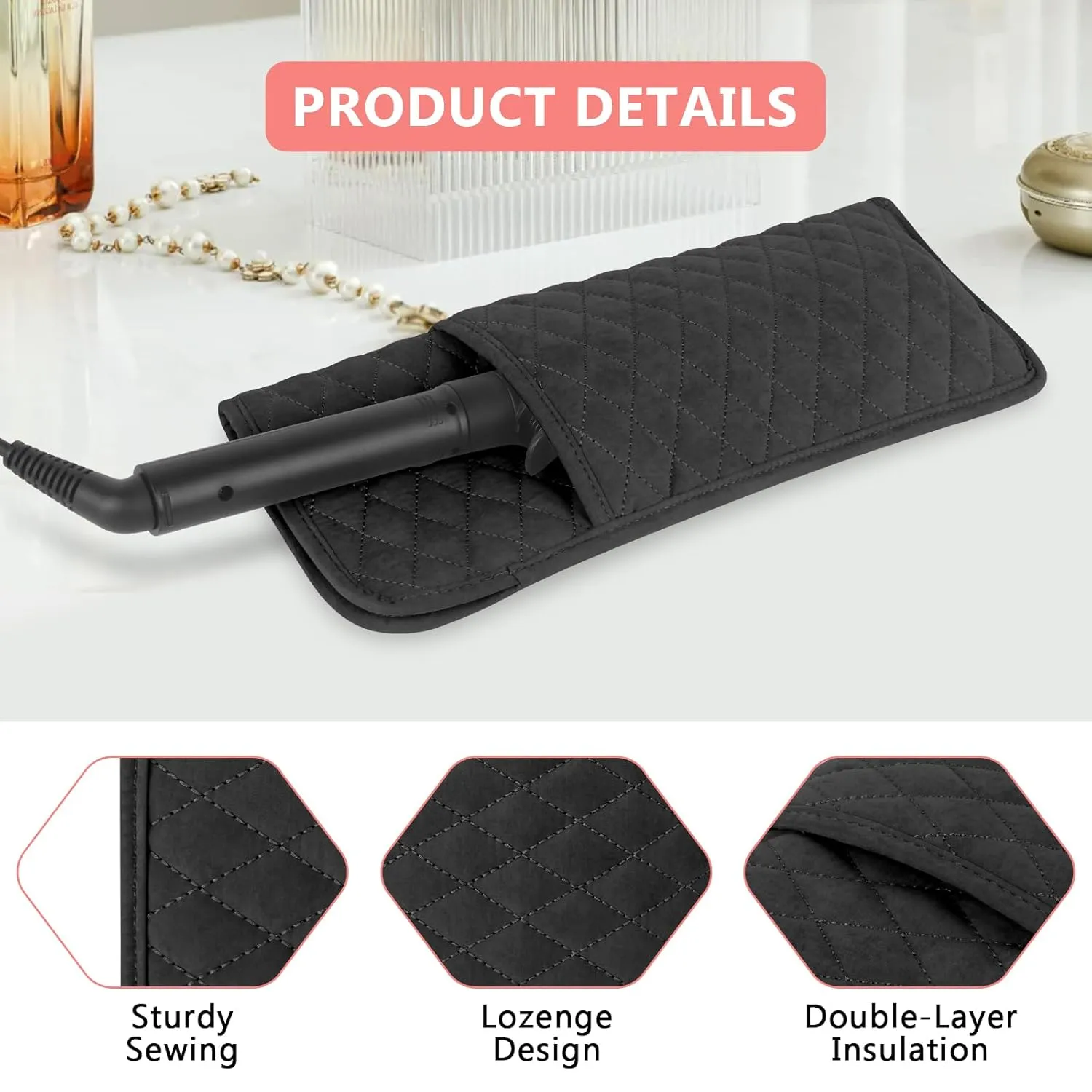 Heat Resistant Hair Tools Travel Bag Portable Hot Tools Organizer Cover Pouch for Curling Iron, Flat Iron, Hair Straightener and Other Styling Tools(13.8" x 5.5")