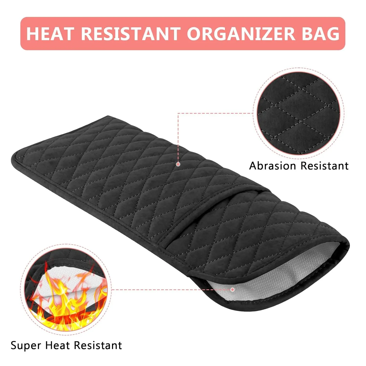 Heat Resistant Hair Tools Travel Bag Portable Hot Tools Organizer Cover Pouch for Curling Iron, Flat Iron, Hair Straightener and Other Styling Tools(13.8" x 5.5")