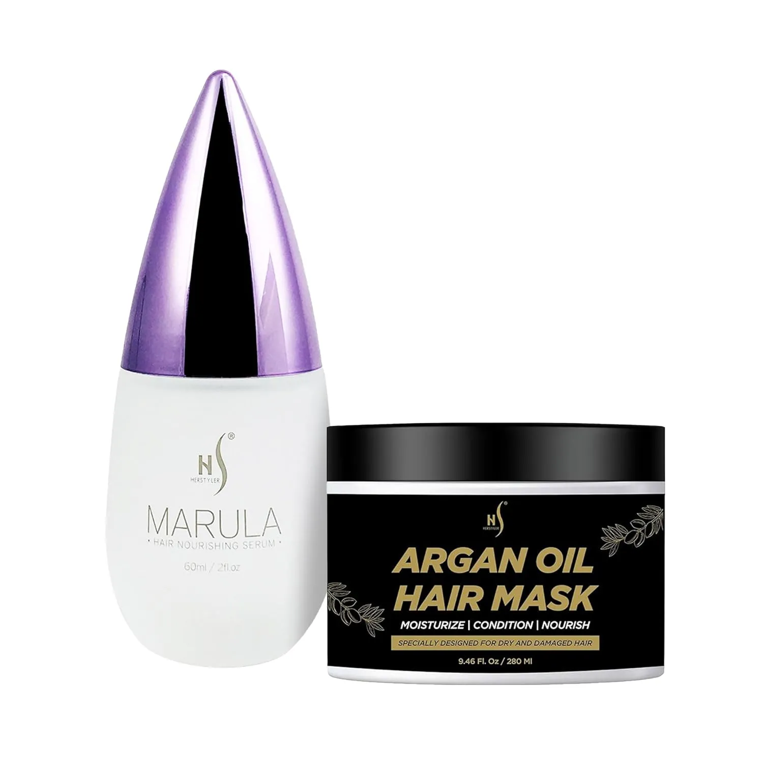 HerStyler Marula Oil Hair Serum Argan Oil Hair Mask Set