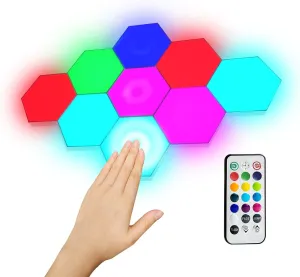 Hexagon LED Light, 9PCS RGB Hexagonal LED Wall Lights for Bedroom, Gaming Lights DIY Geometry Splicing Wall Decoration USB Power (Variable Color)