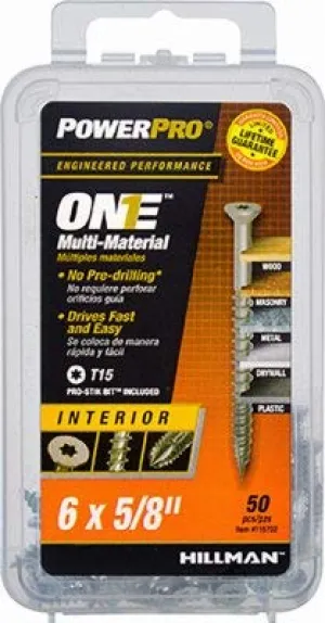 Hillman POWERPRO ONE No. 6 x 5/8 in. L Star Flat Head Zinc-Plated Steel Multi-Material Screw