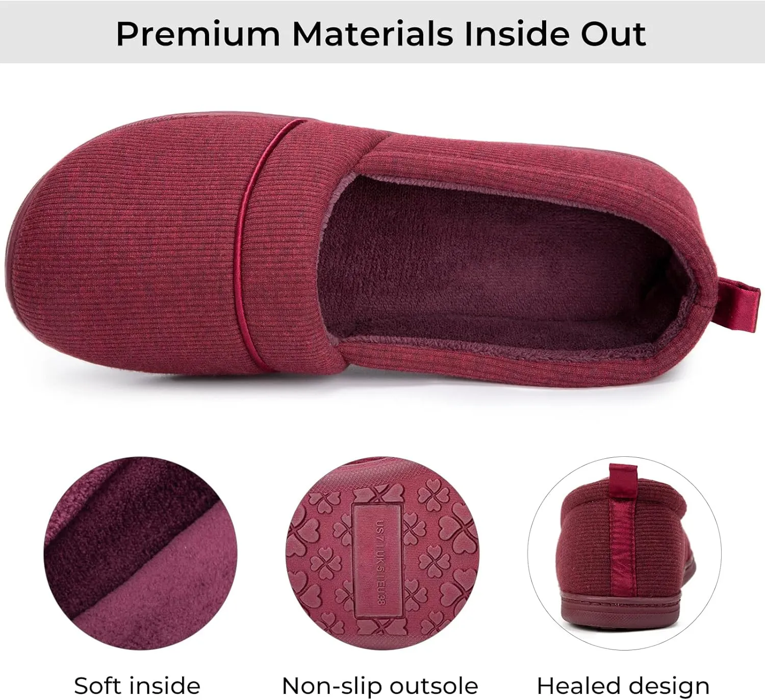 HomeTop Women's Comfy Loafer Slippers Lightweight Memory Foam Non-slip Indoor House Shoes