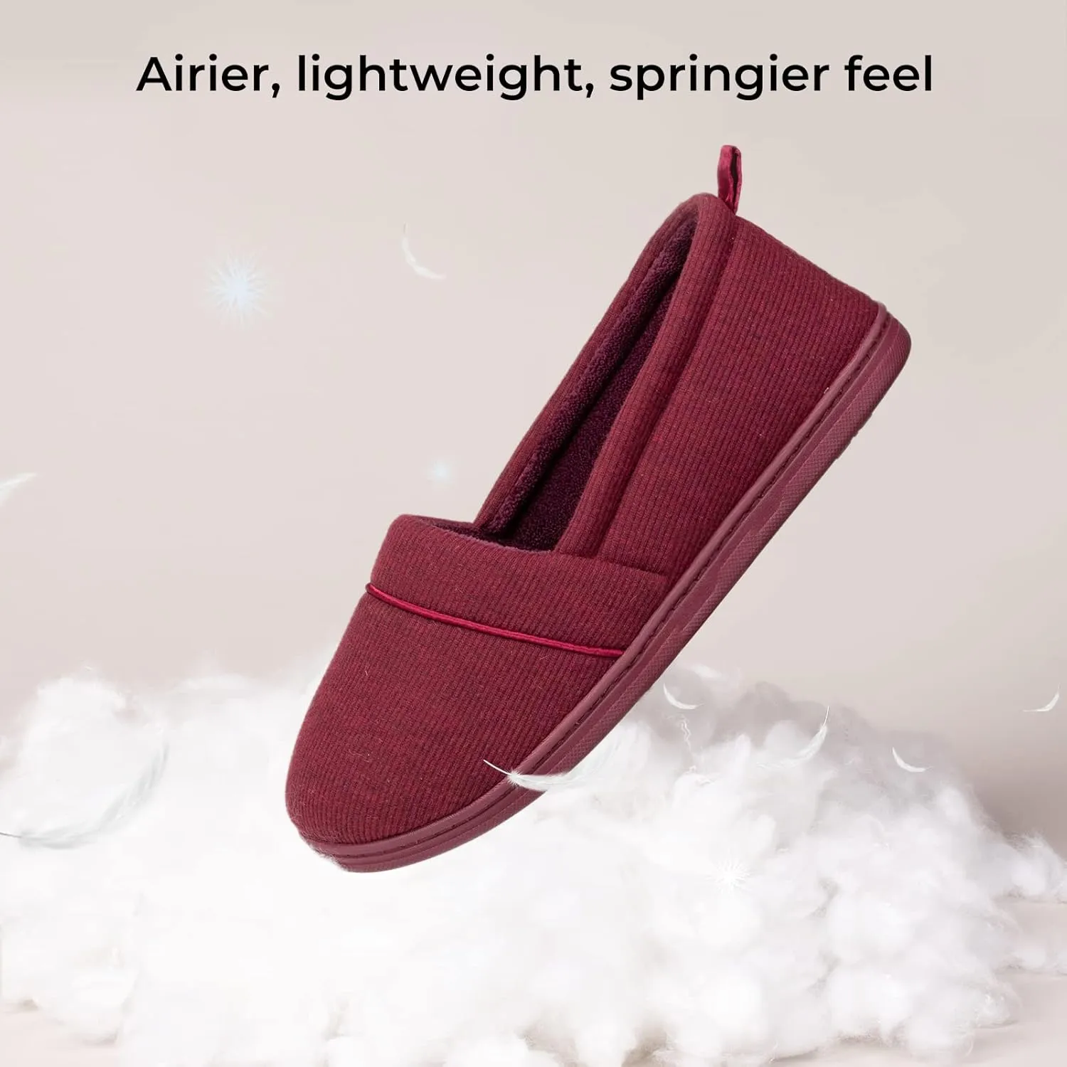 HomeTop Women's Comfy Loafer Slippers Lightweight Memory Foam Non-slip Indoor House Shoes