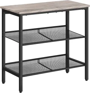 HOOBRO Side Table, 3-Tier Narrow End Table, Nightstand with 2 Flat or Slant Adjustable Shelves for Small Spaces, Hallway, Living Room, Bedroom, Sturdy, Easy Assembly, Greige and Black BG23BZ01G1